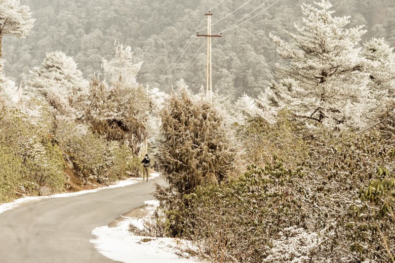 Himalajastraße des windigen schneebedeckten nebeligen glatten schlammigen flachen Schrittes gebirgsim Winter Landstraße Leh Manal lizenzfreies stockfoto Himalajastraße des windigen schneebedeckten nebeligen glatten schlammigen flachen Schrittes gebirgsim Winter Landstraße Leh Manal lizenzfreies stockfoto