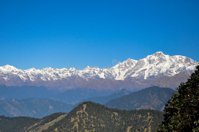 Himalayan Mountain range -Kedarnath. The himalayan mountain range as seen from Tungnath where the world's highest shiv temple is located stock photos Himalayan Mountain range -Kedarnath. The himalayan mountain range as seen from Tungnath where the world's highest shiv temple is located stock photos