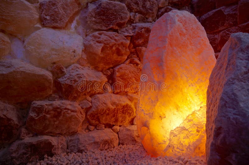 Himalayan Salt Lamp and Stones royalty free stock photo