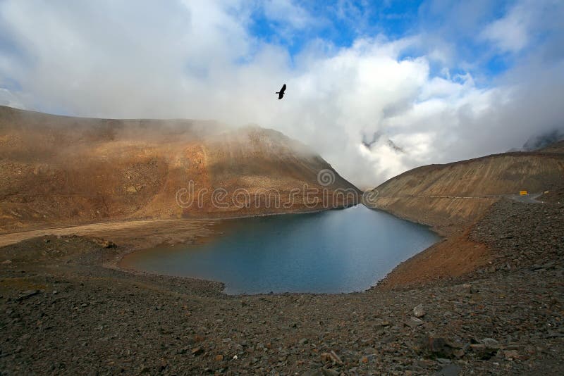 Himalayan scenic with lake stock photos