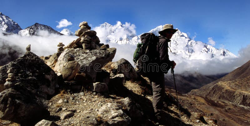 Himalayan trekker royalty free stock images