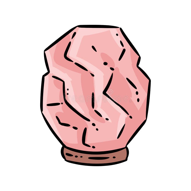 Himalayansk doodlbild av saltlampa. andlig magisk saltkristalllogotyp. Bild av den söta tecknade teckentabellen royaltyfri illustrationer
