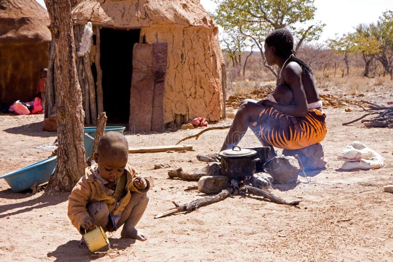 Himba camp stock image