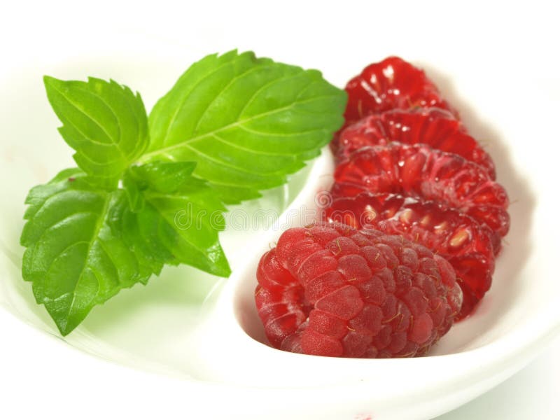 Himbeere mit Minze stockbild. Bild von lang, früchte 25385821