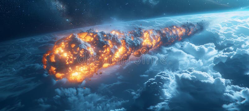 Himmelsmeteoriten tauchen in feuriger Flamme durch Sternenhimmel und verkörpern Himmelskraft vektor abbildung