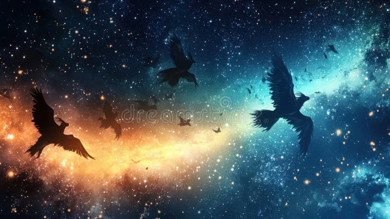 Himmelsrennen stürzen durch einen kosmischen Nebel vektor abbildung