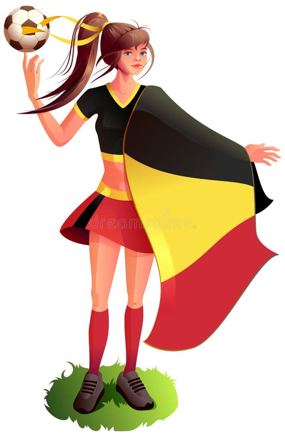 Hincha De Mujer Futbolista Con Uniforme Deportivo Sostiene Bandera Belga Y Fútbol Ilustración del Vector - Ilustración de alegre, europeo: 221046299 Hincha De Mujer Futbolista Con Uniforme Deportivo Sostiene Bandera Belga Y Fútbol Ilustración del Vector - Ilustración de alegre, europeo: 221046299