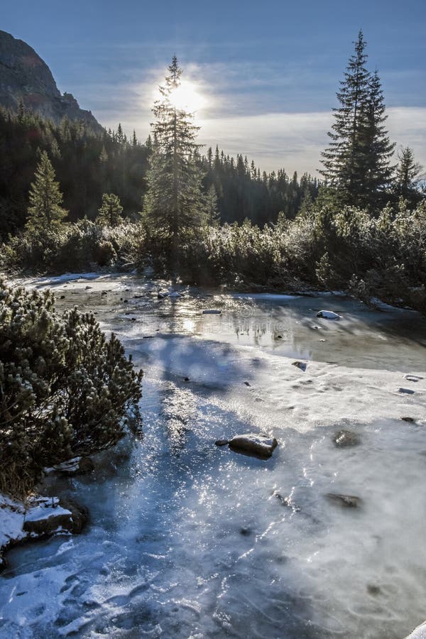 Hincov creek in High Tatras, Slovakia, winter scene