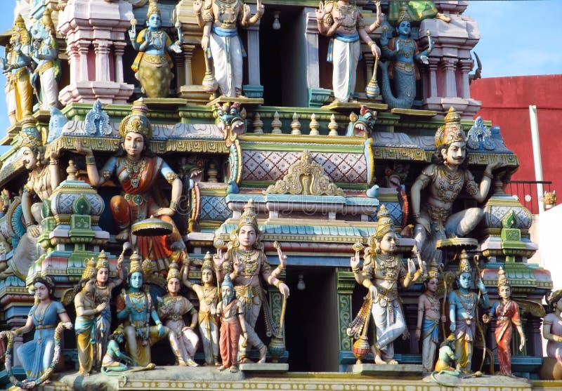 Bunte Statuen Der Hindischen Götter In Indien Stockbild Bild von