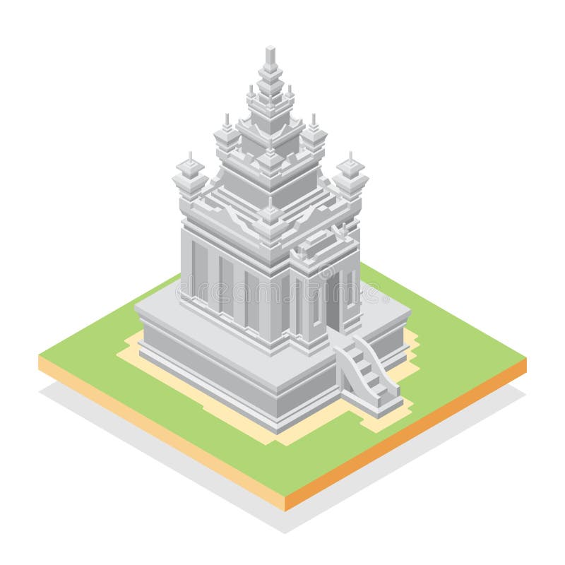 Hindischer alter Tempel im isometrischen Design lizenzfreie abbildung