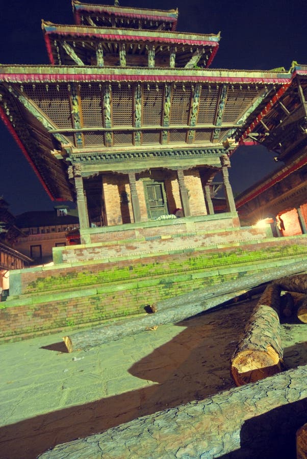 Hindu temple at night in Kathmandu, Nepal. Hindu temple at night in Kathmandu, Nepal.