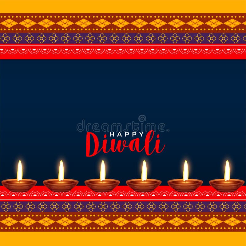 Hindu diwali festival ethinc style greeting design.