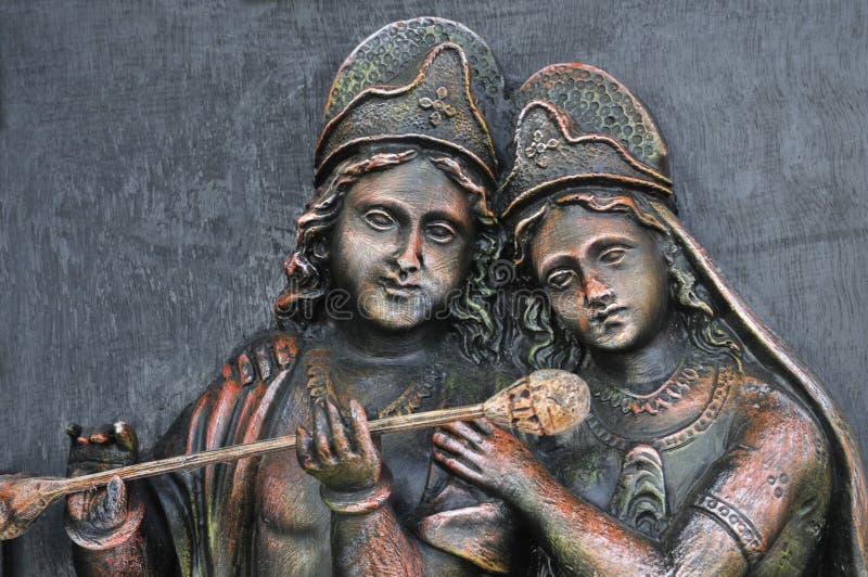 Hindu God Krishna and Godess Radha. royalty free stock photos