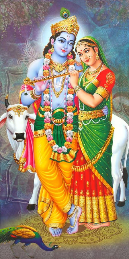 Lord Radha Krishna Beautiful Wallpaper Stock Image  Image of colorful  decorative 163714569