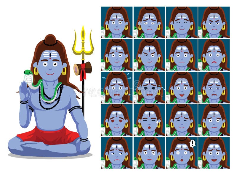 Hindu God Shiva Cartoon Emotion Faces Vector Illustration Stock Vector -  Illustration of hindi, faces: 86420408