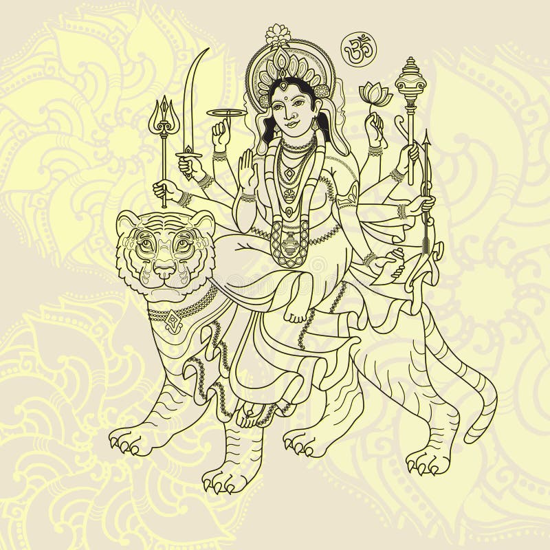 Goddess Durga stock vector. Illustration of devotion - 40730919