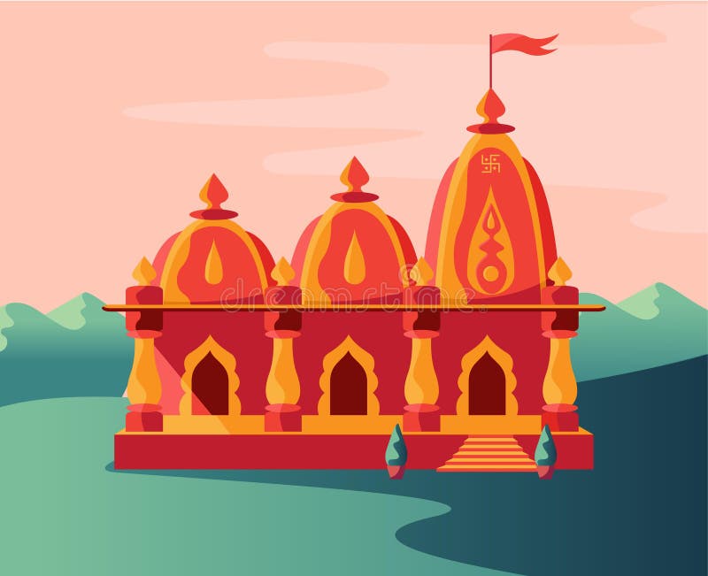 Hindu Holy Temple with Background Stock Illustration - Illustration of  beautiful, hindu: 151501743