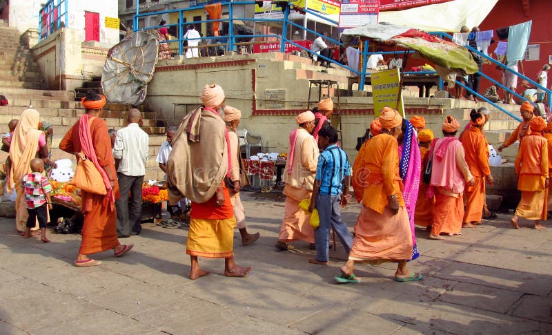 Hindu pilgrim men in India stock photos Hindu pilgrim men in India stock photos