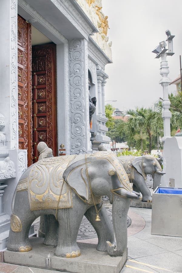 Hindu Temple Entrance Elephant Stone Statues Stock Image Image of