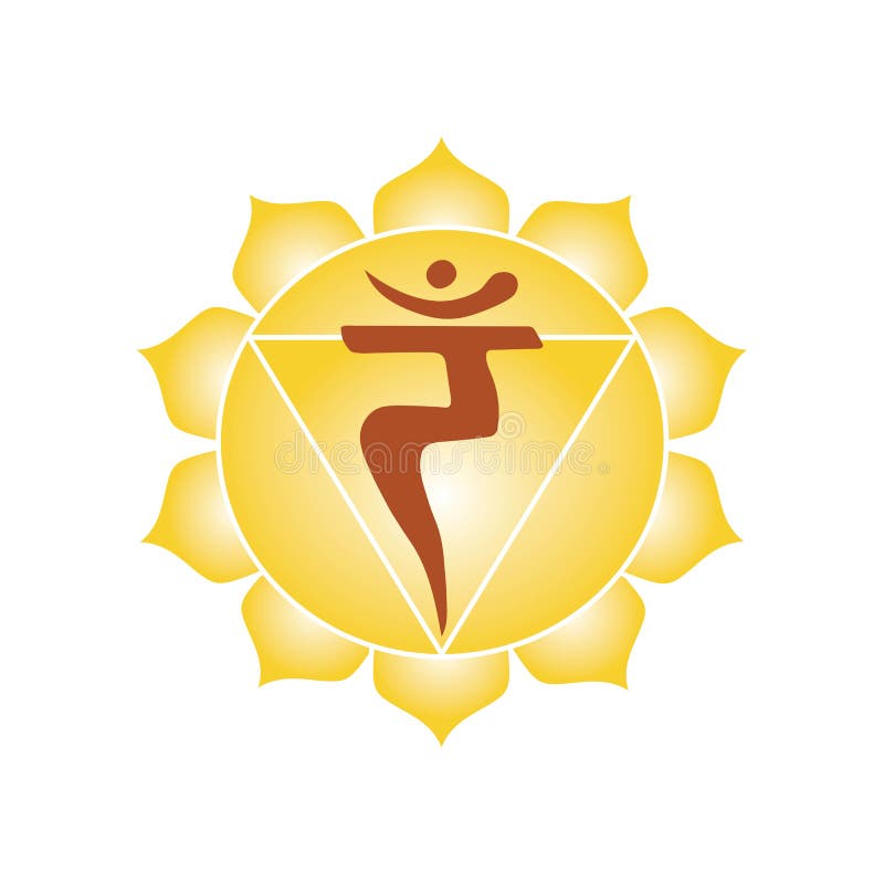 Hindui indiano di buddismo di yoga esoterica di simbolo dell'icona di chakra di Manipura