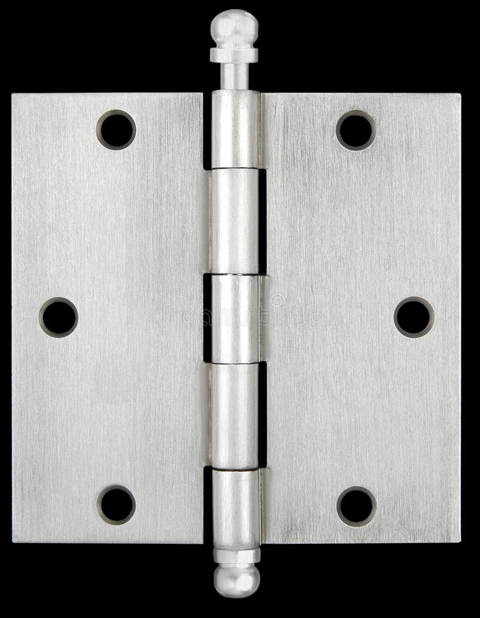 Silver textured hinge over black background