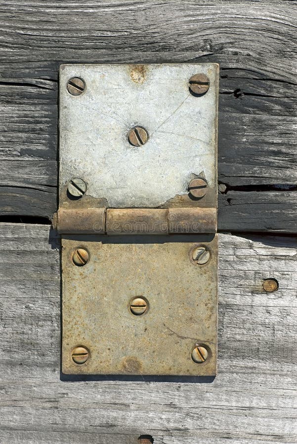 Close detail of an old and rusty hinge.