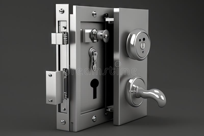 Hinged Door Lock with Deadbolt and Key, for Extra Security Stock Image