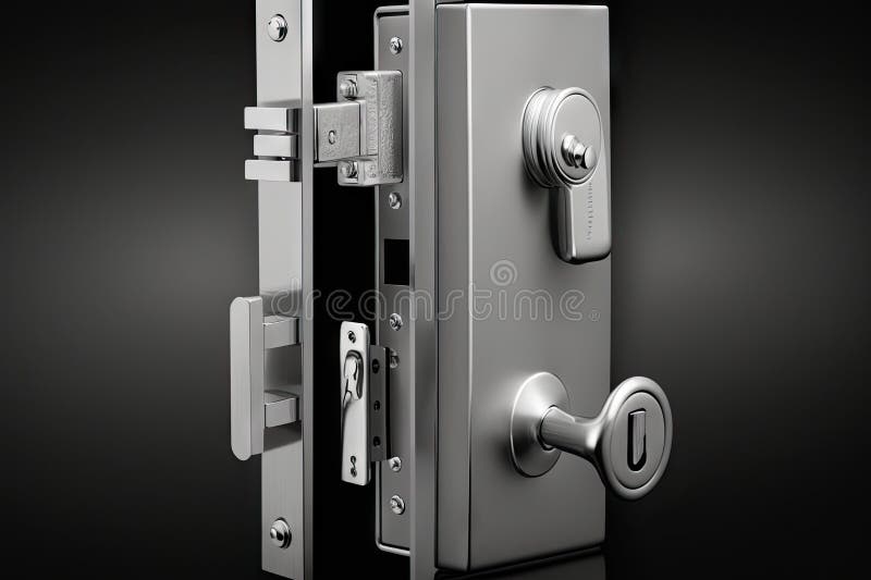 Hinged door lock with keyed deadbolt for extra security royalty free illustration