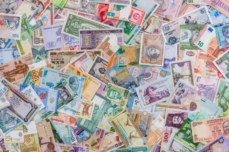 Hintergrund der Einziehung aller weltweiten Geldscheine lizenzfreies stockfoto
