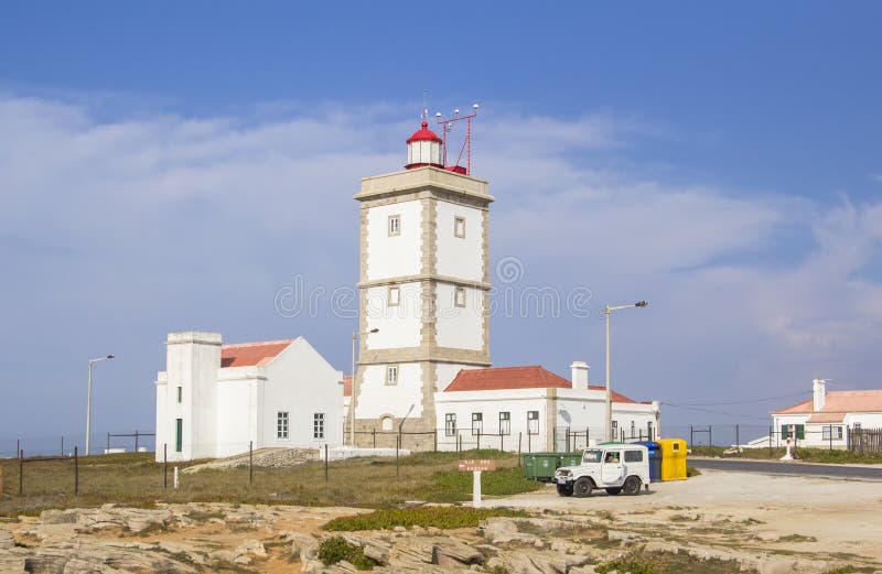 Hintergrundansicht des Leuchtturmes in Peniche, Portugal stockbilder Hintergrundansicht des Leuchtturmes in Peniche, Portugal stockbilder