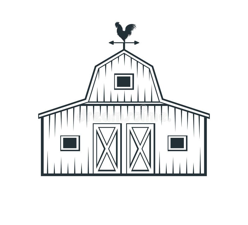 Hinterhofscheunengutshausspeicherhangarvektor-Logoentwurf stock abbildung