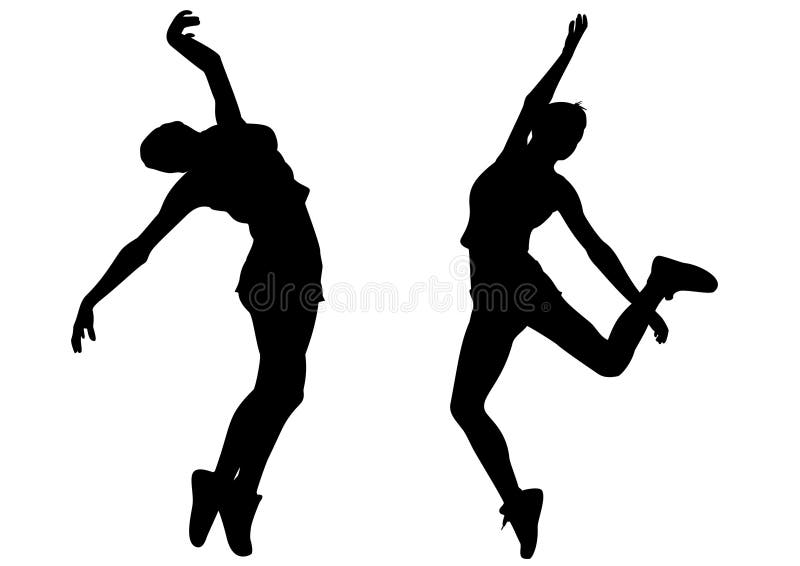 Hip-hop woman dances silhouette vector