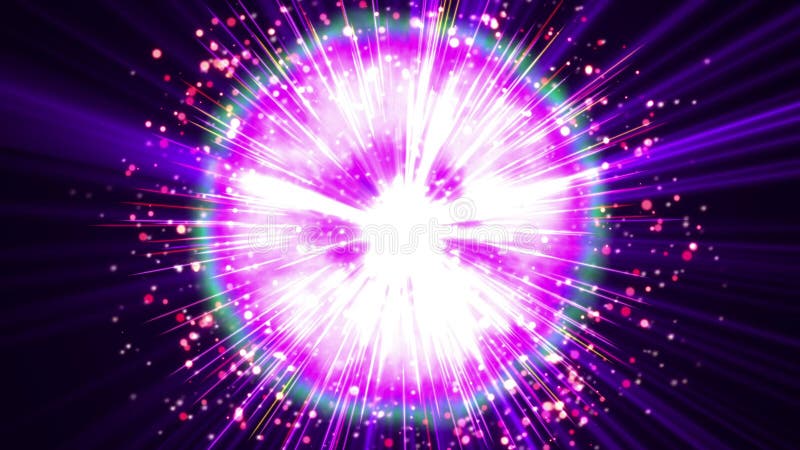 Hiper- supernowy lub bigbang wybuch z błyskawicą, grzmotu rygiel, fala uderzeniowa wybuchu skutka cząsteczki wzór w czerni odizol