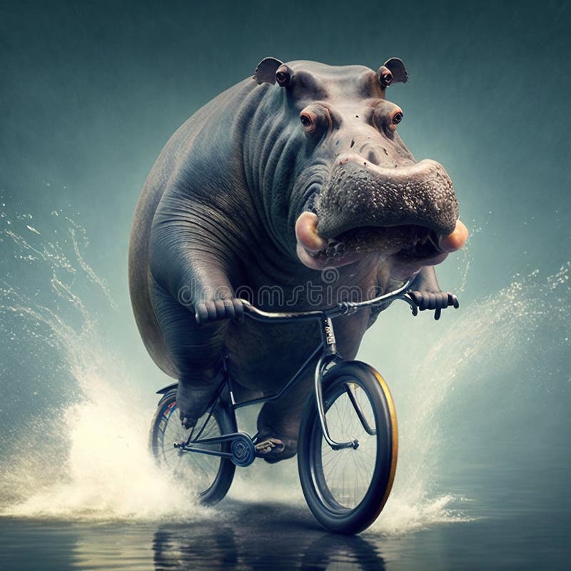 Fantasia De Hipopótamo De Motocicleta Fofa. Ilustração do Vetor -  Ilustração de cinzento, transporte: 220684570