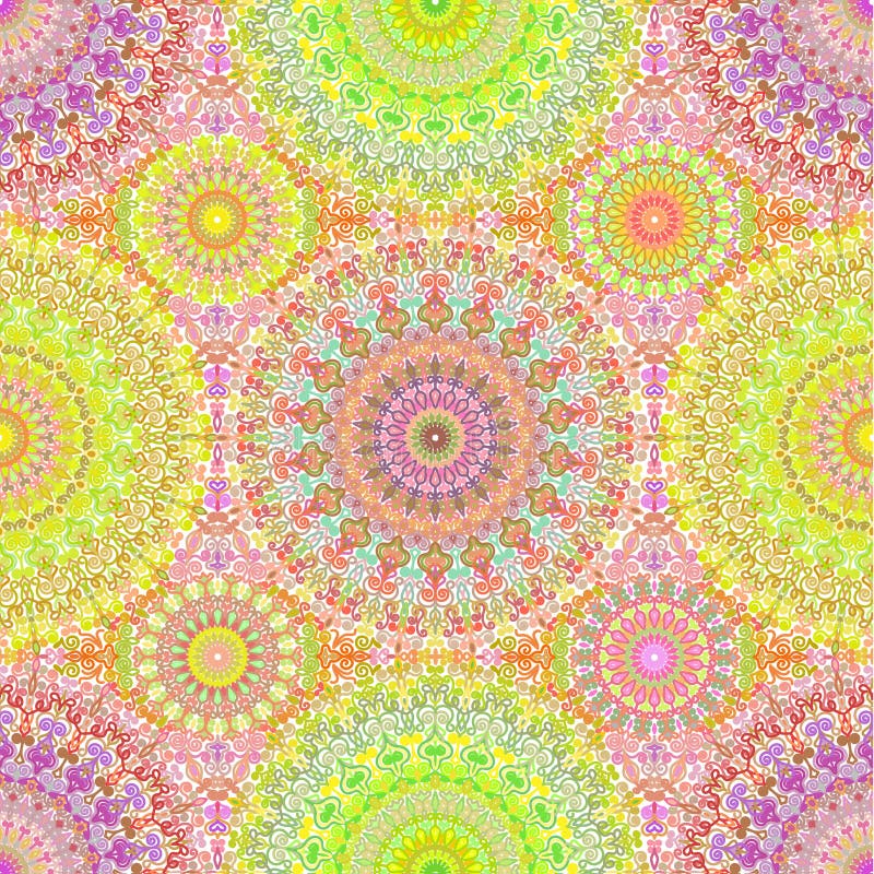 Hippie colorido Mandala Seamless Pattern stock de ilustración Hippie colorido Mandala Seamless Pattern stock de ilustración