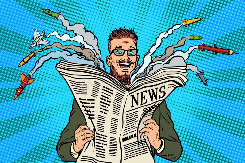 Hippie-glückliche Militärnachrichtenpapierzeitung lizenzfreie abbildung Hippie-glückliche Militärnachrichtenpapierzeitung lizenzfreie abbildung