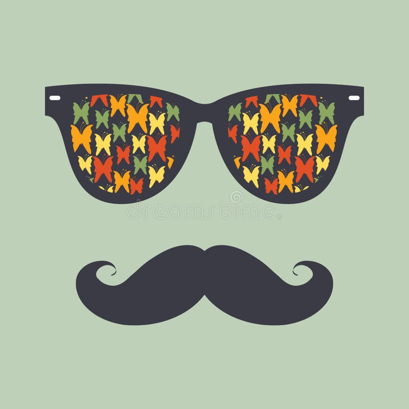 Hippie-Hintergrund. Sonnenbrille und Schnurrbart vektor abbildung Hippie-Hintergrund. Sonnenbrille und Schnurrbart vektor abbildung