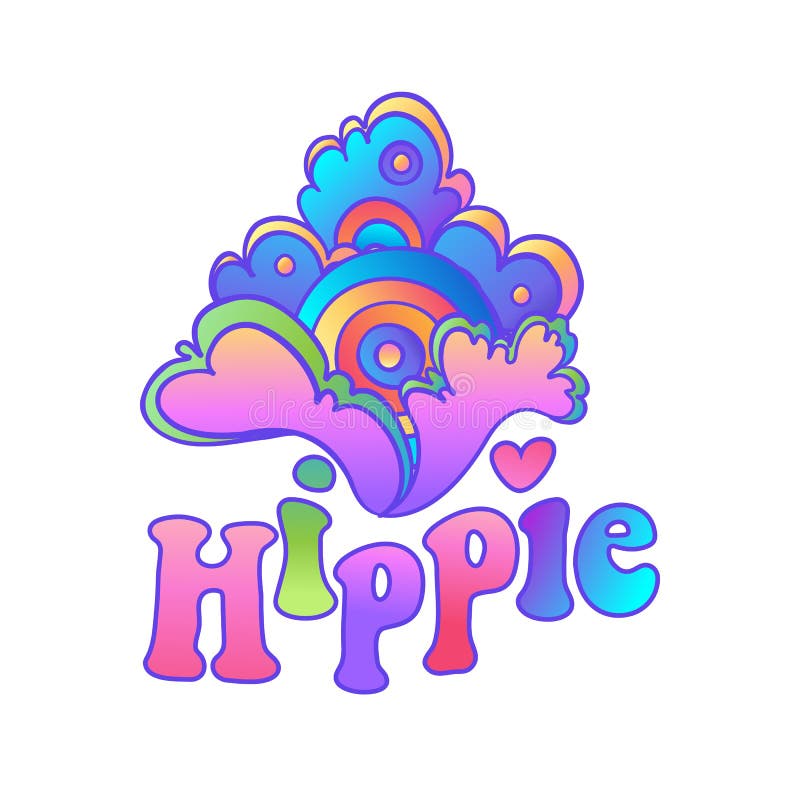 Hippie Lettering Design Template Over Colorful Watercolor Background ...