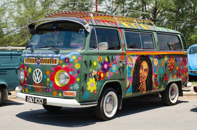 Hippie Volkswagen Kombi fotos de archivo Hippie Volkswagen Kombi fotos de archivo