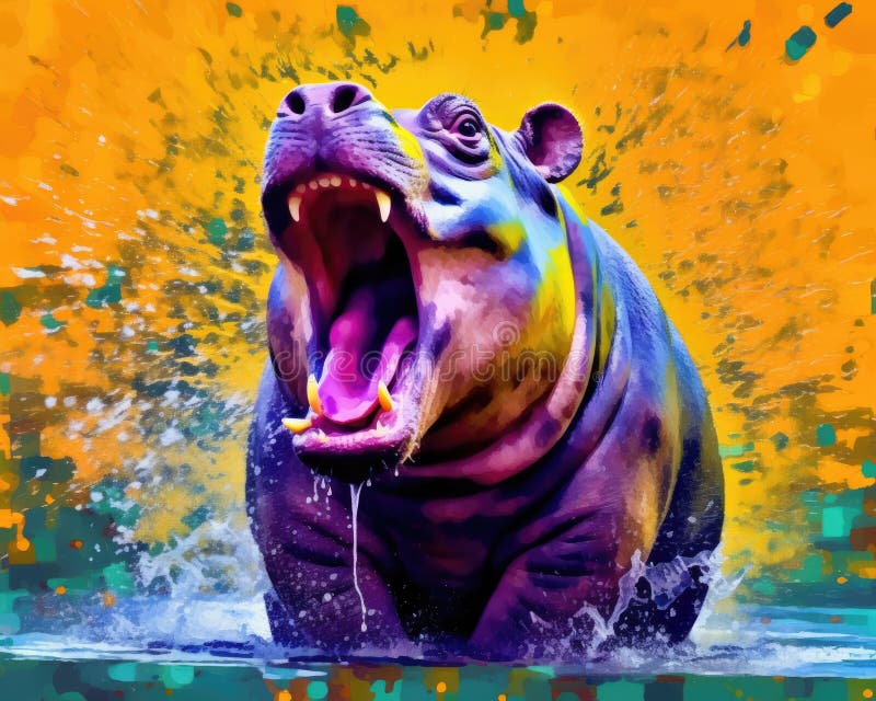 Hippo at Dinner Digital Art Print, Sublimation, Straight Ski - Inspire  Uplift