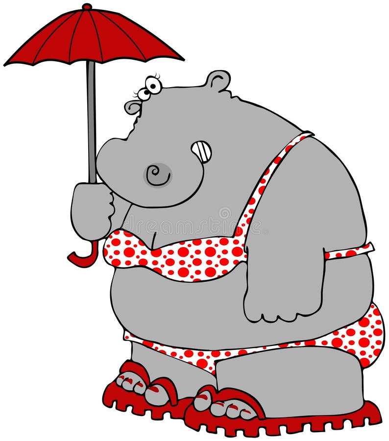 Hippo In A Polka-dot Bikini royalty free illustration.