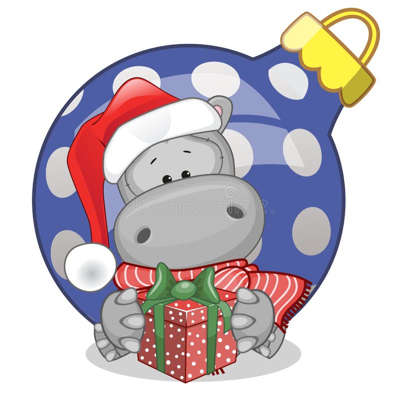 Download Hippo in a Santa hat stock vector. Illustration of ...