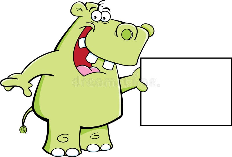 Cartoon Hippo 10 x 14 PetKa Signs and Graphics PKAS-0032-NA_I Love My Hippo Aluminum Sign 