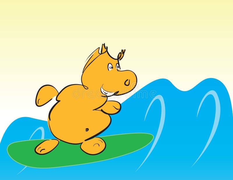 Hippo on surfboard