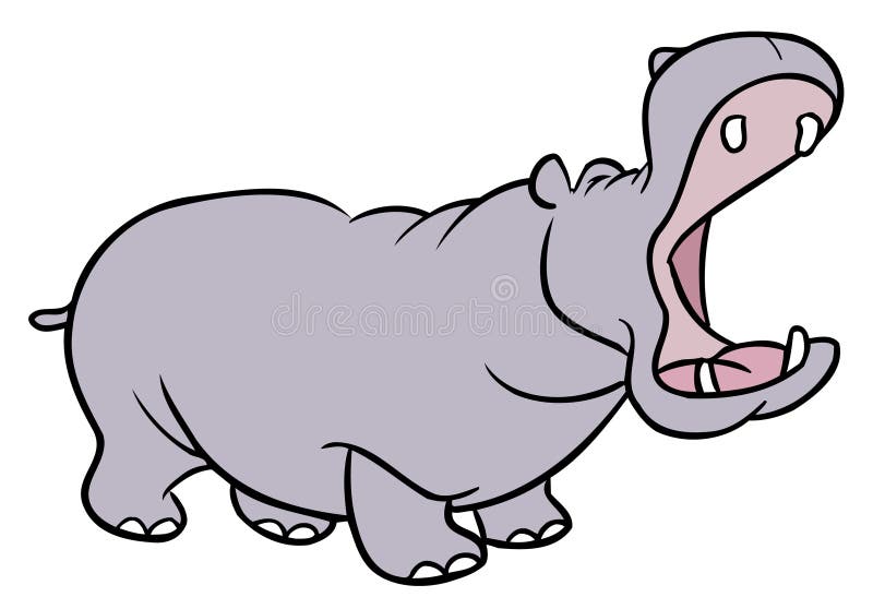 Hippopotamus Cartoon Illustration Stock Vector - Illustration of yawn,  hand: 11670816