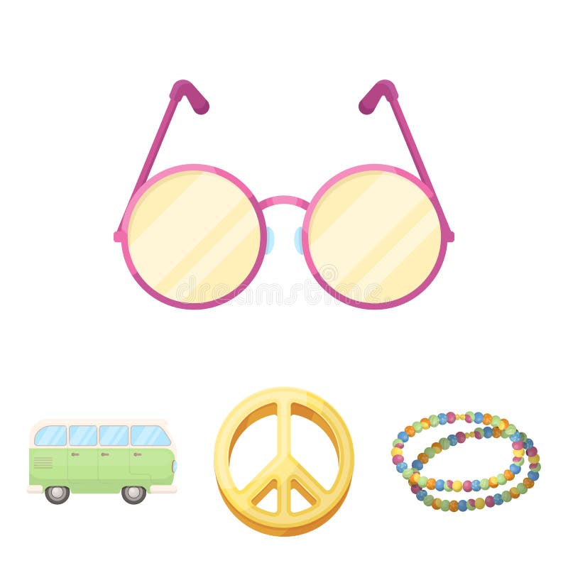 Round glasses with hippie peace sign. Summer and travel, bohemian or hippie  concept. Vector illustration in vibrant colors. 7884960 Vector Art at  Vecteezy