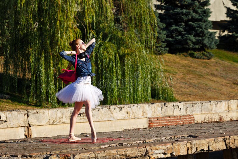 girl Ballerinas Practicing in the Park