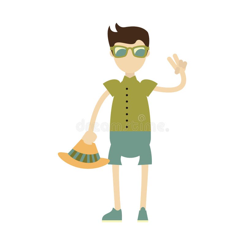 Hipster Boy With Vintage Hat Stock Vector Illustration Of Icon
