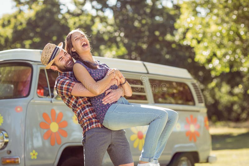 Hipster couple having fun together