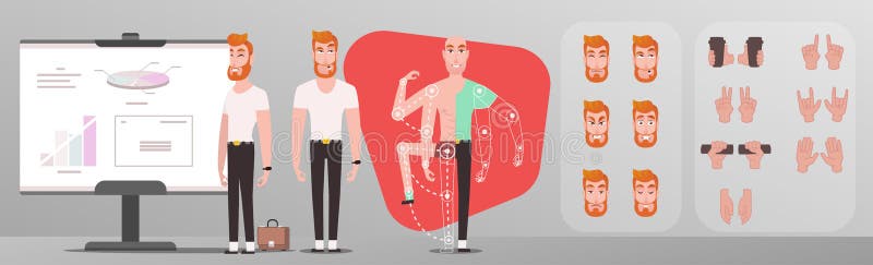 Hipster för ung man som gör presentation vektor illustrationer Hipster för ung man som gör presentation vektor illustrationer